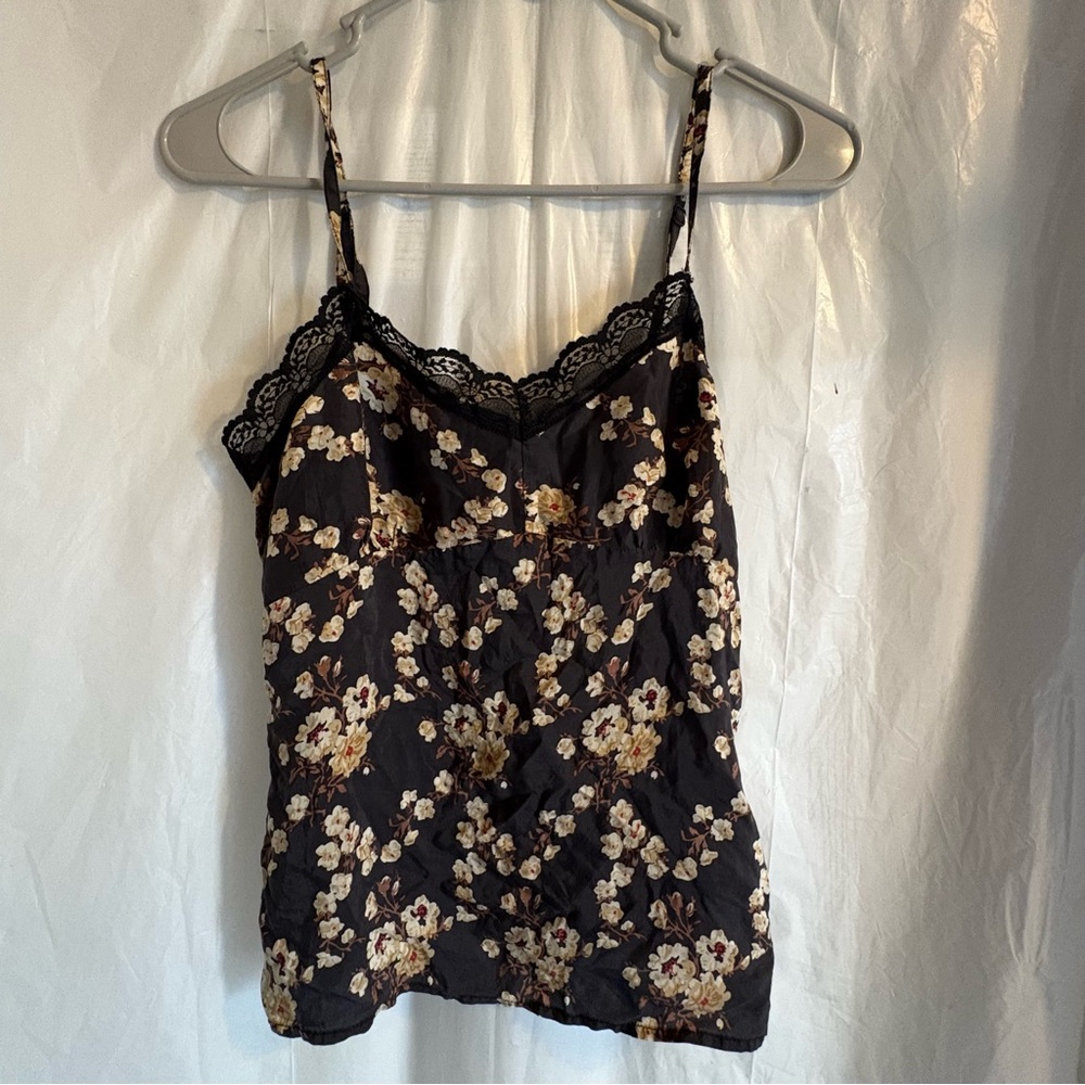 American Eagle Floral Silk Babydoll Cami Top Sz 8 Whimsigoth Fairycore Romantic‎